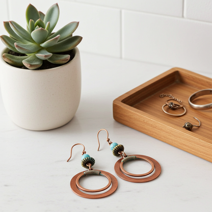 Copper Wood Hoop Earrings
