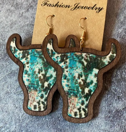 oklahoma cow earrings