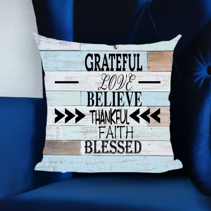 pillow on dark blue chair