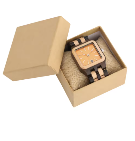 zebra wood watch in a gift box
