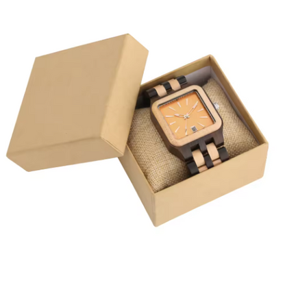 zebra wood watch in a gift box