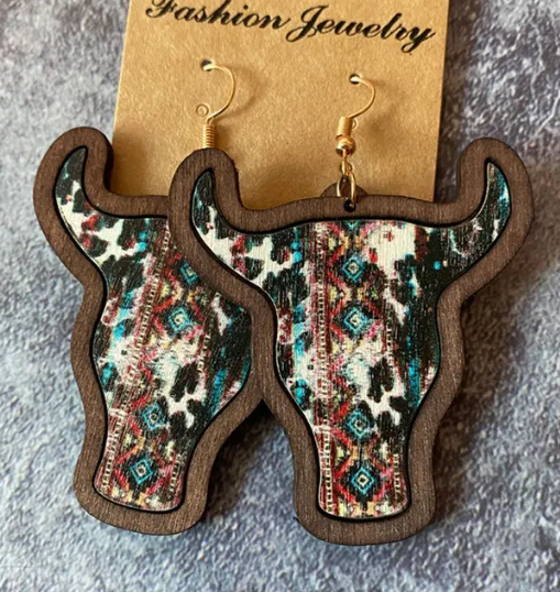 texas cow earrings