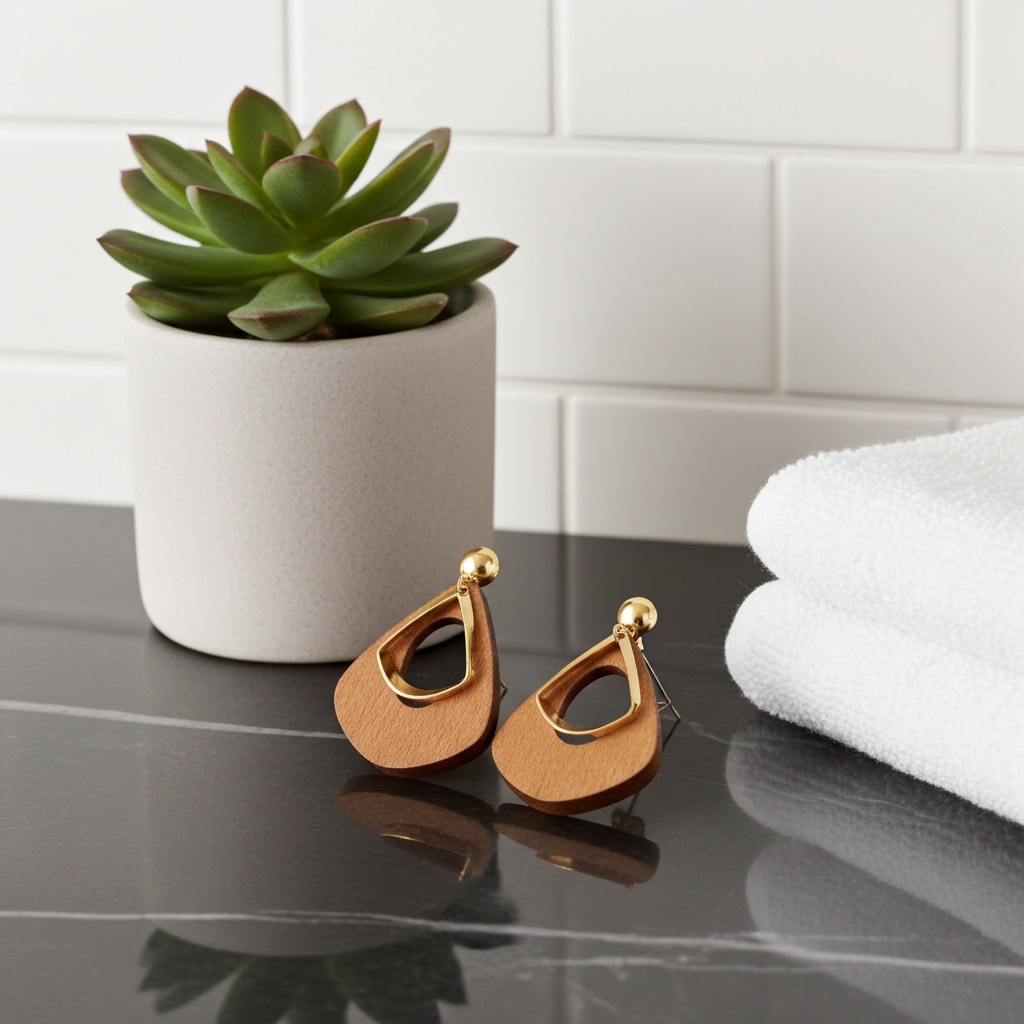 wooden triangle earrings