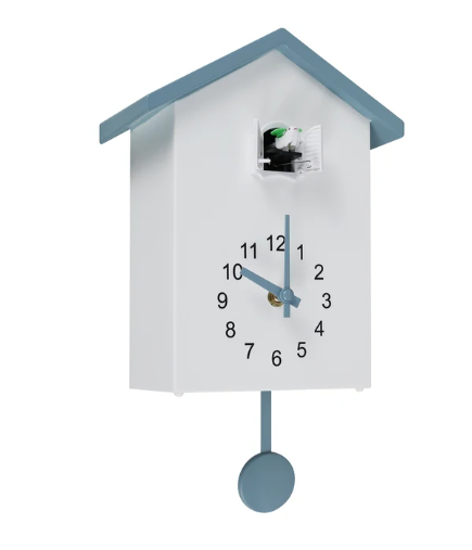 blue and white cuckoo clock