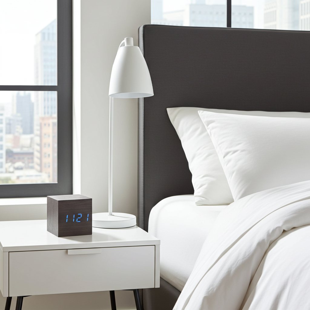 wood cube alarm clock