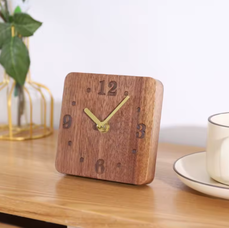 black walnut desk clock