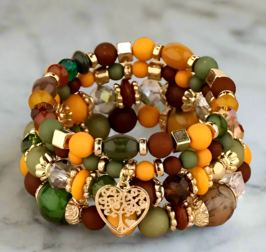 autumn colored beaded bracelet