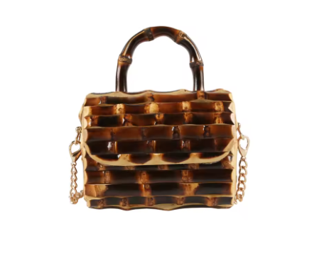 mini rattan bamboo handbag