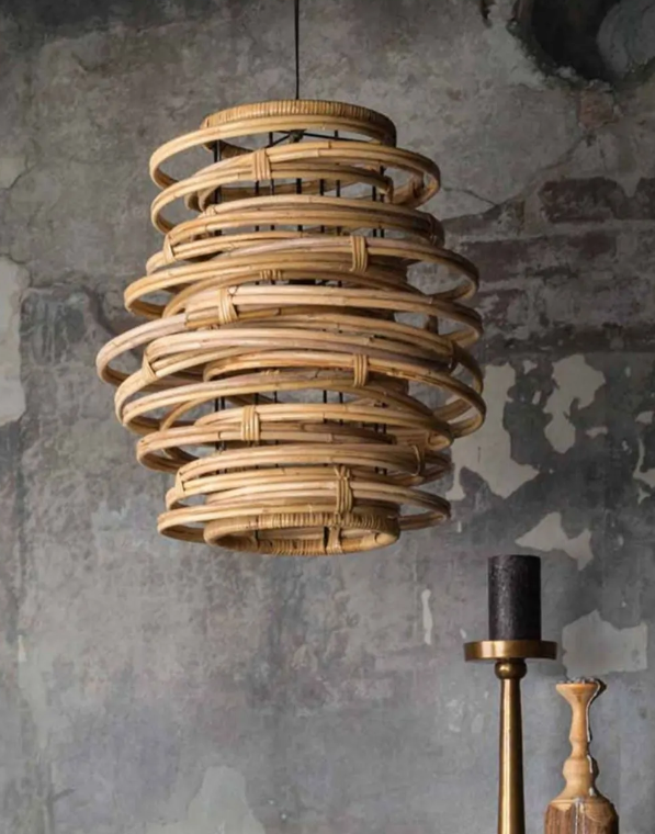 round bamboo chandelier