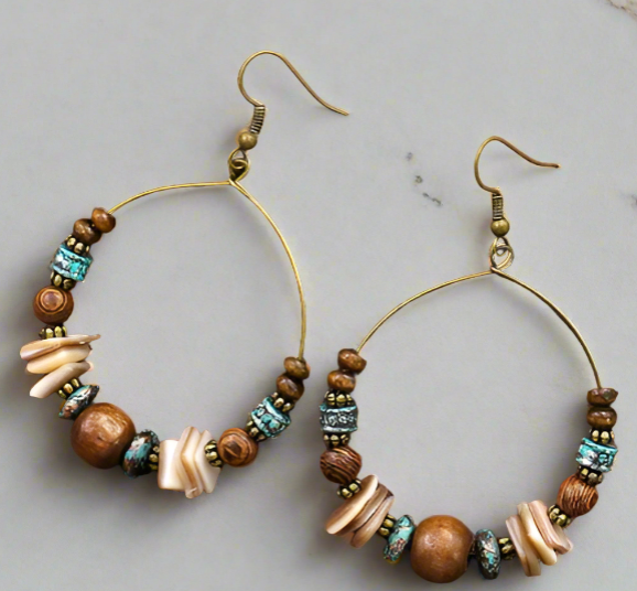 wood bead earrings