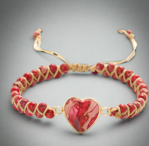 red heart bead bracelet