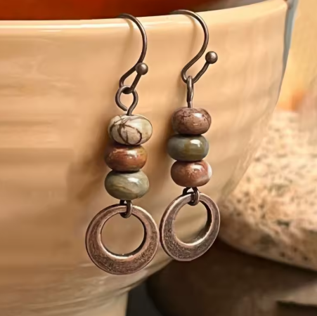 natural bead hoop earrings