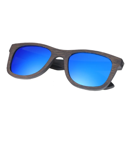 walnut frame sunglasses-blue lens