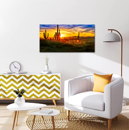 golden sunset canvas painting