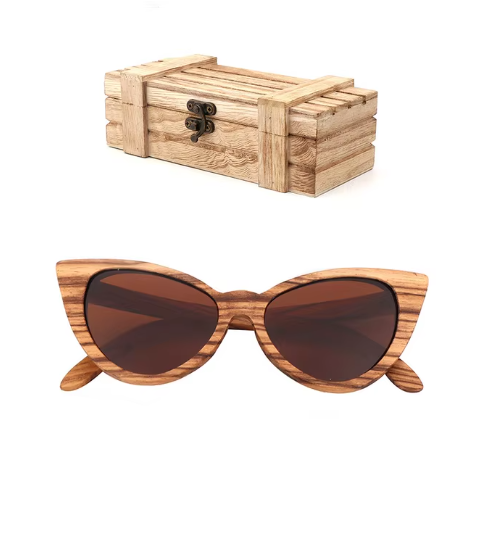 zebra wood cateye sunglasses