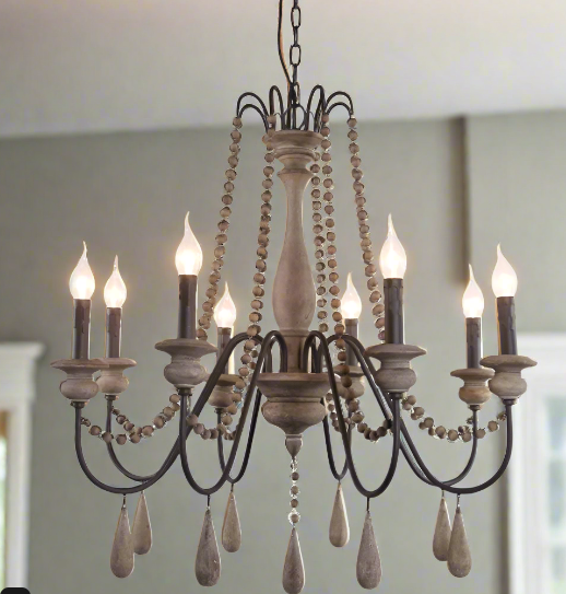 chandelier hanging in living room
