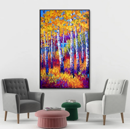 bright birch tree print