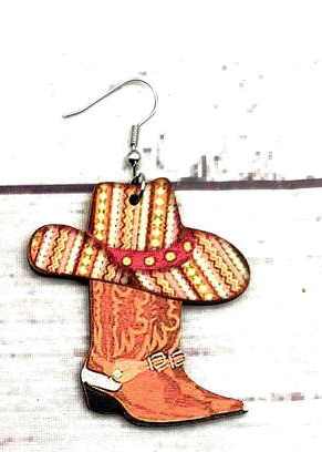 cowboy hat and boots earring