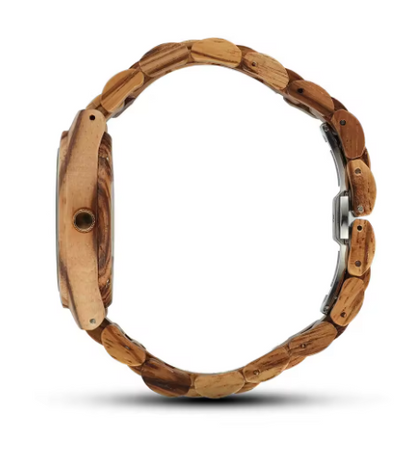 Wooden watch band with side view