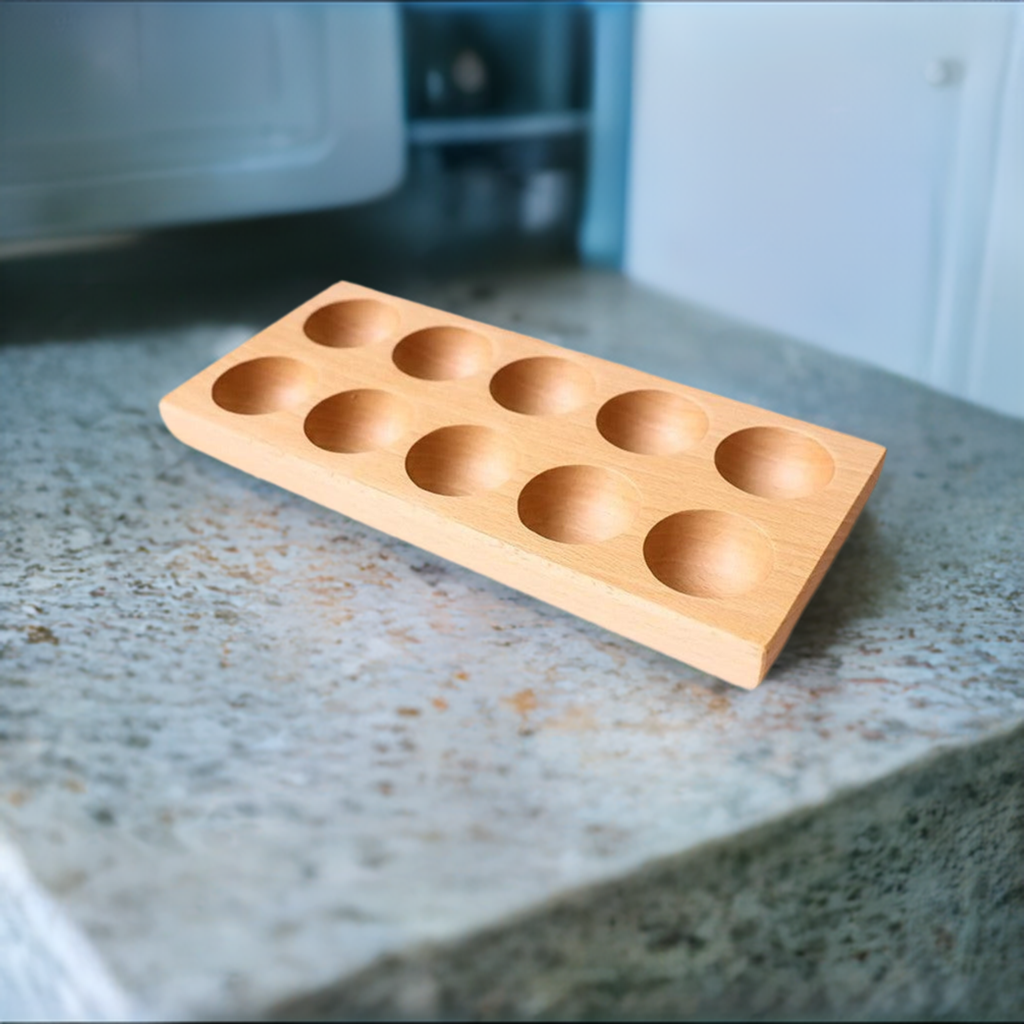 egg crate on marble countertop