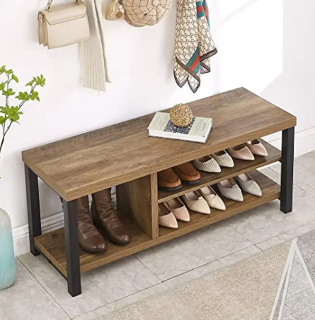 wooden entry bench