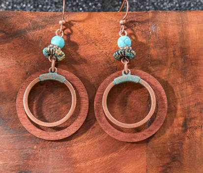 Copper Wood Hoop Earrings