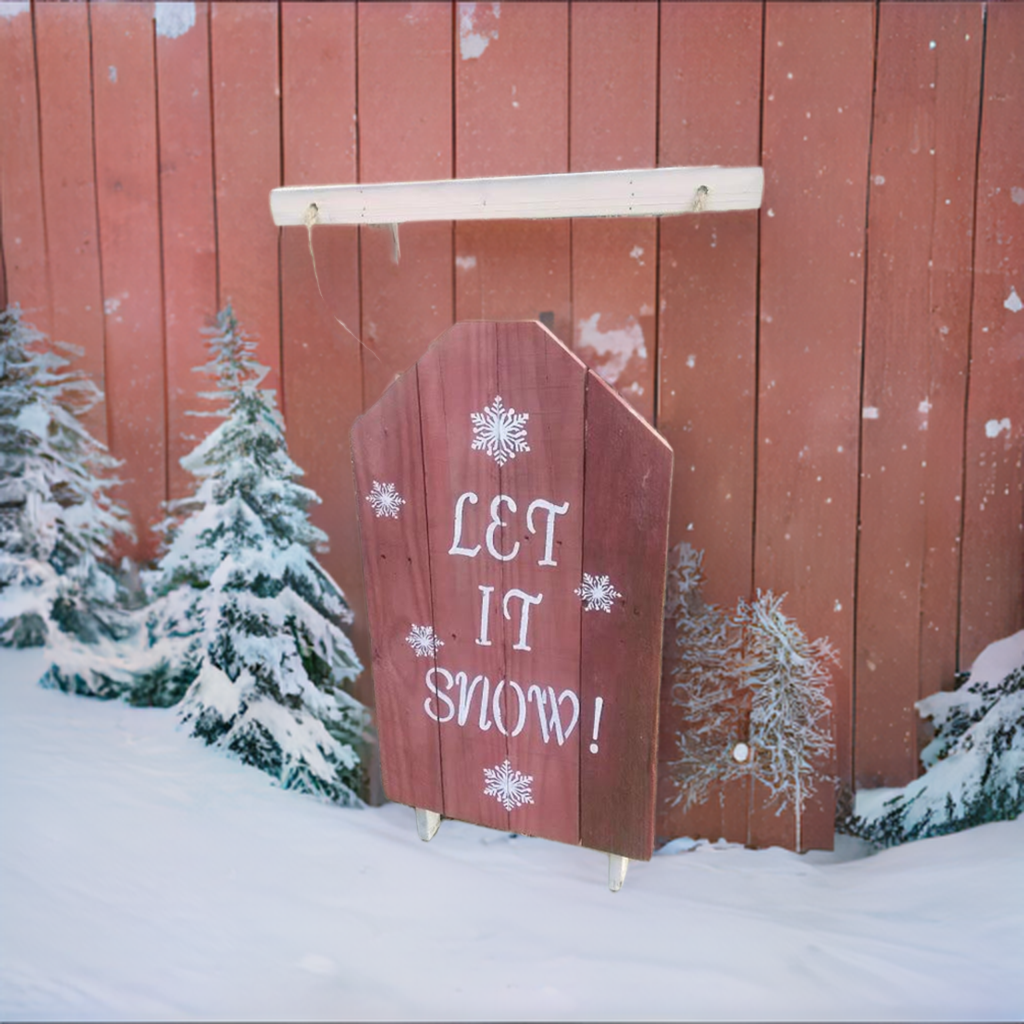 let it snow pallet wood sign
