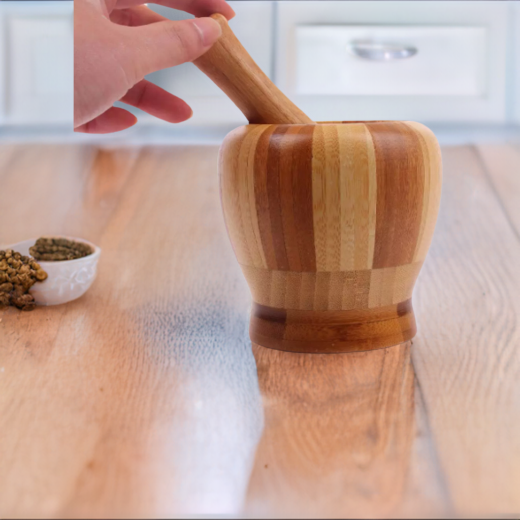 mortar pestle with spices