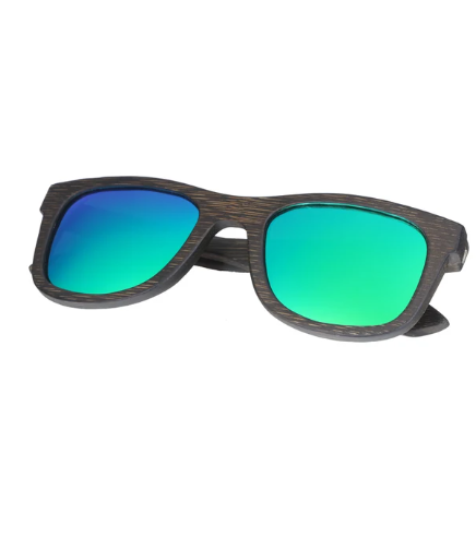 walnut frame sunglasses-green lens