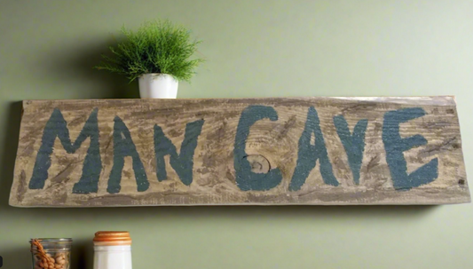 man cave sign in kitchen