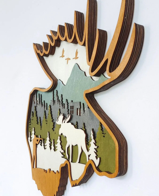 side view of moose head wall decor