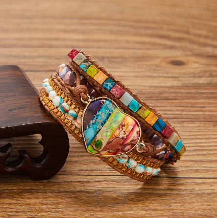 multi colored heart bead bracelet