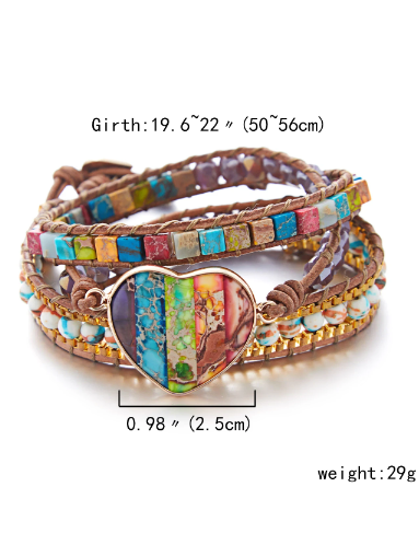 multi colored heart bead bracelet-measurements
