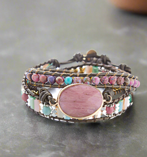 pink beaded bracelet