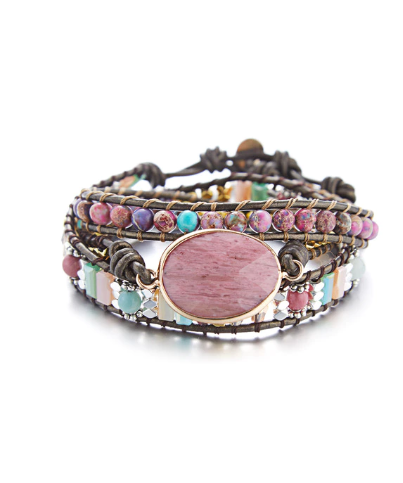 pink opal stone bead bracelet