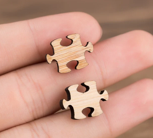 puzzle piece stud earrings