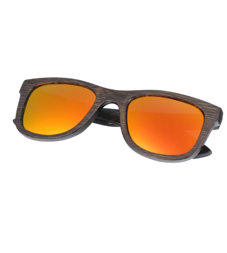 walnut frame sunglasses-red/orange