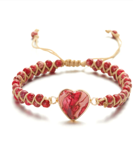 red heart bead bracelet