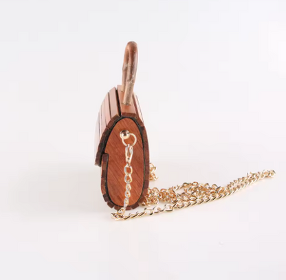 side view of wood clutch