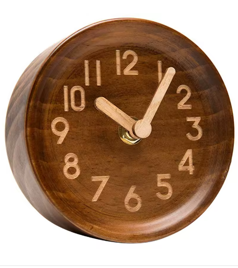 round desk clock of wood