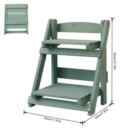 sage stained wooden plant stand with dimensions
