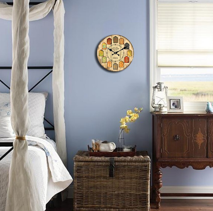 shopping tag clock hanging in bedroom