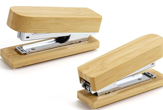 Wooden stapler on a white background
