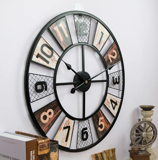 rustic statement clock-side view