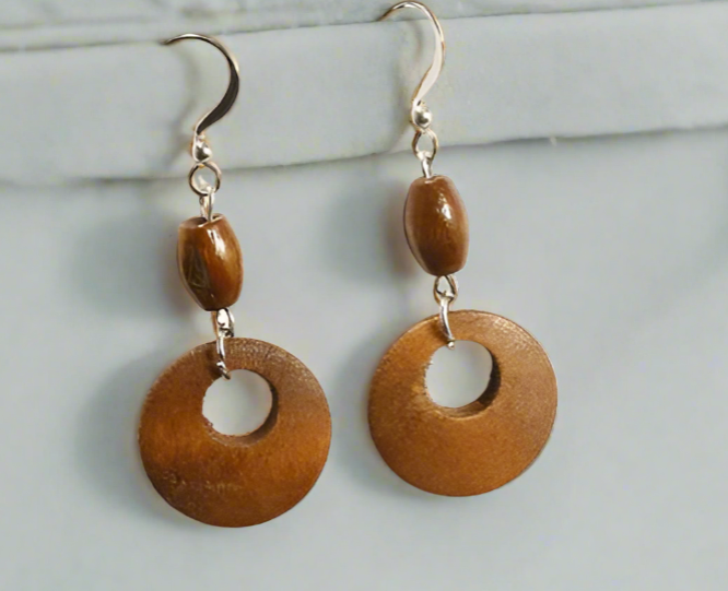 vintage wooden hoop earrings