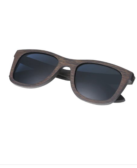 walnut frame sunglasses with black lens