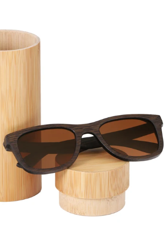 walnut wood sunglasses displayed