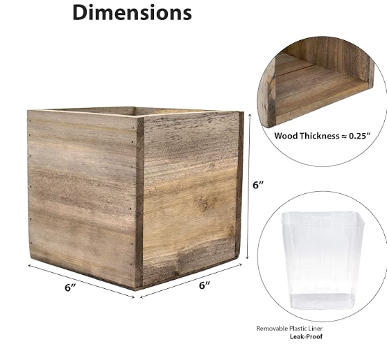 wood cube planter-dimesions