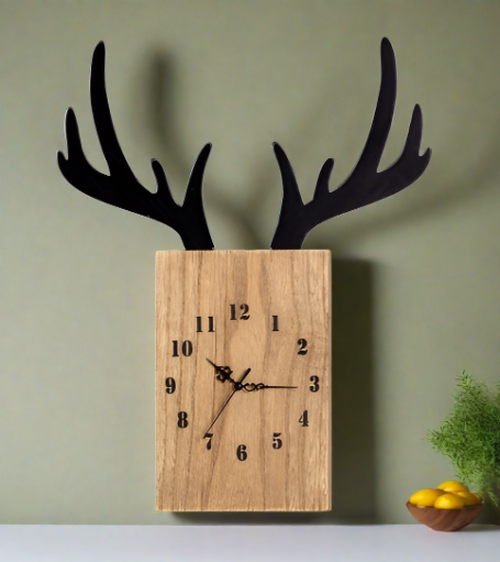 antler clock green wall