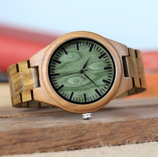 side view of wood watch